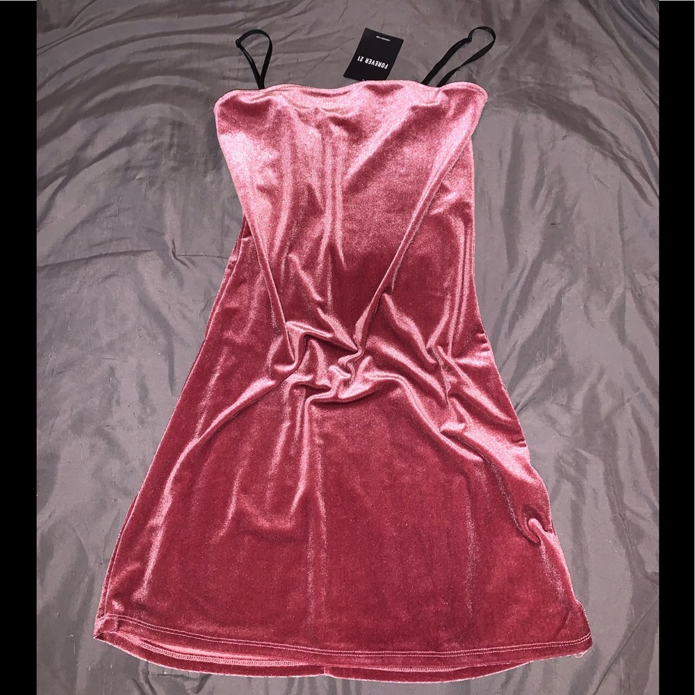 Pink velvet mini dress